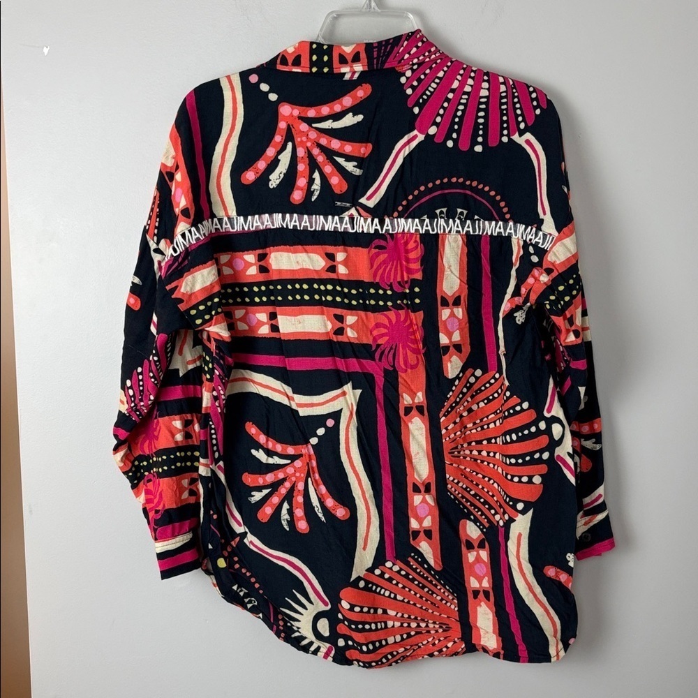 Maaji Pink and Black Patterned Button Down Blouse - M - Picture 6 of 7